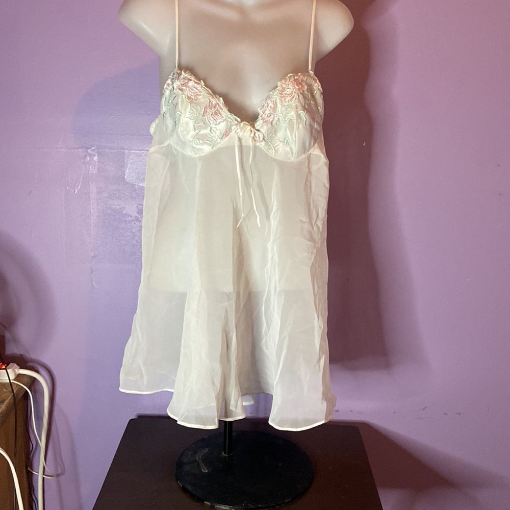 Cinema Exile Babydoll Top White w/ Pink Flowers Women’s Size M Boho Floral